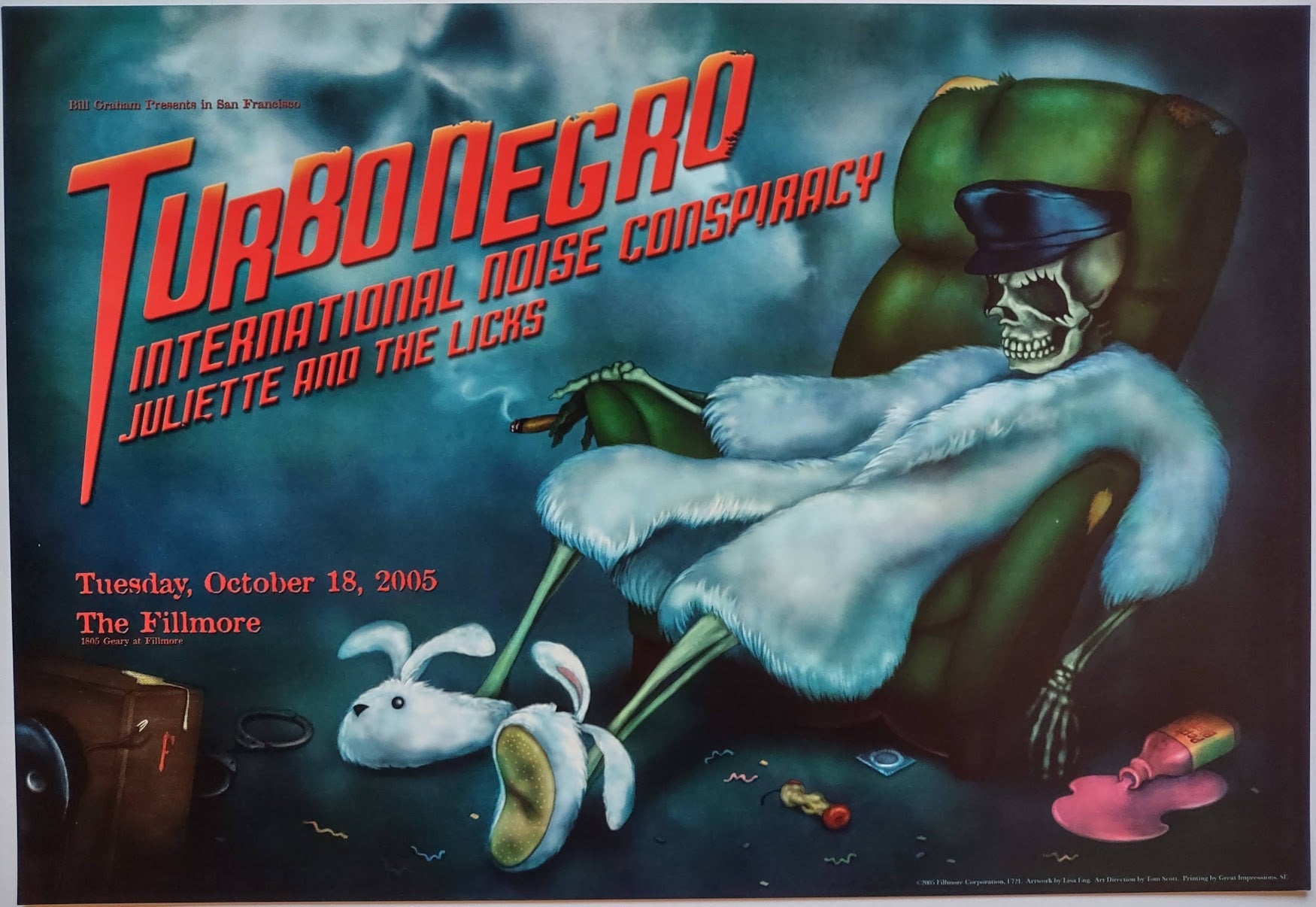 F721 Turbo Negro, International Noise Conspiracy, The Fillmore by Lisa Eng - October 18, 2005 - San Francisco, Fillmore Gig Print