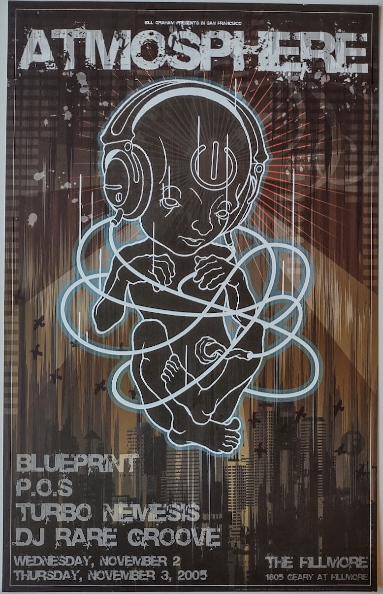 F724 Atmosphere, Blueprint, P.O.S, The Fillmore by Yoskay Yamamoto - November 2, 2005 - San Francisco, Fillmore Gig Print
