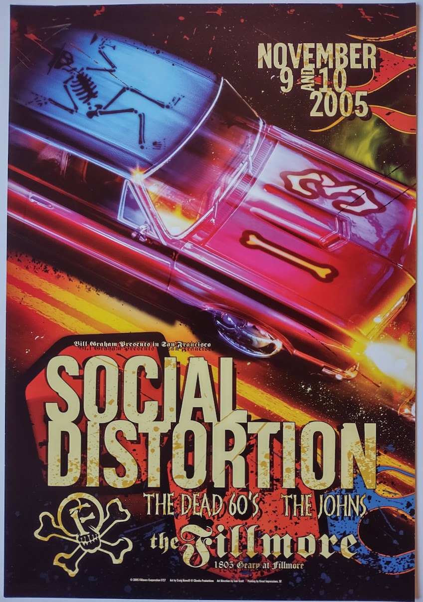 F727 Social Distortion, The Dead 60's, The Johns, The Fillmore by Craig Howell/Cheeba Productions - November 9-10, 2005 - San Francisco, Fillmore Gig Print