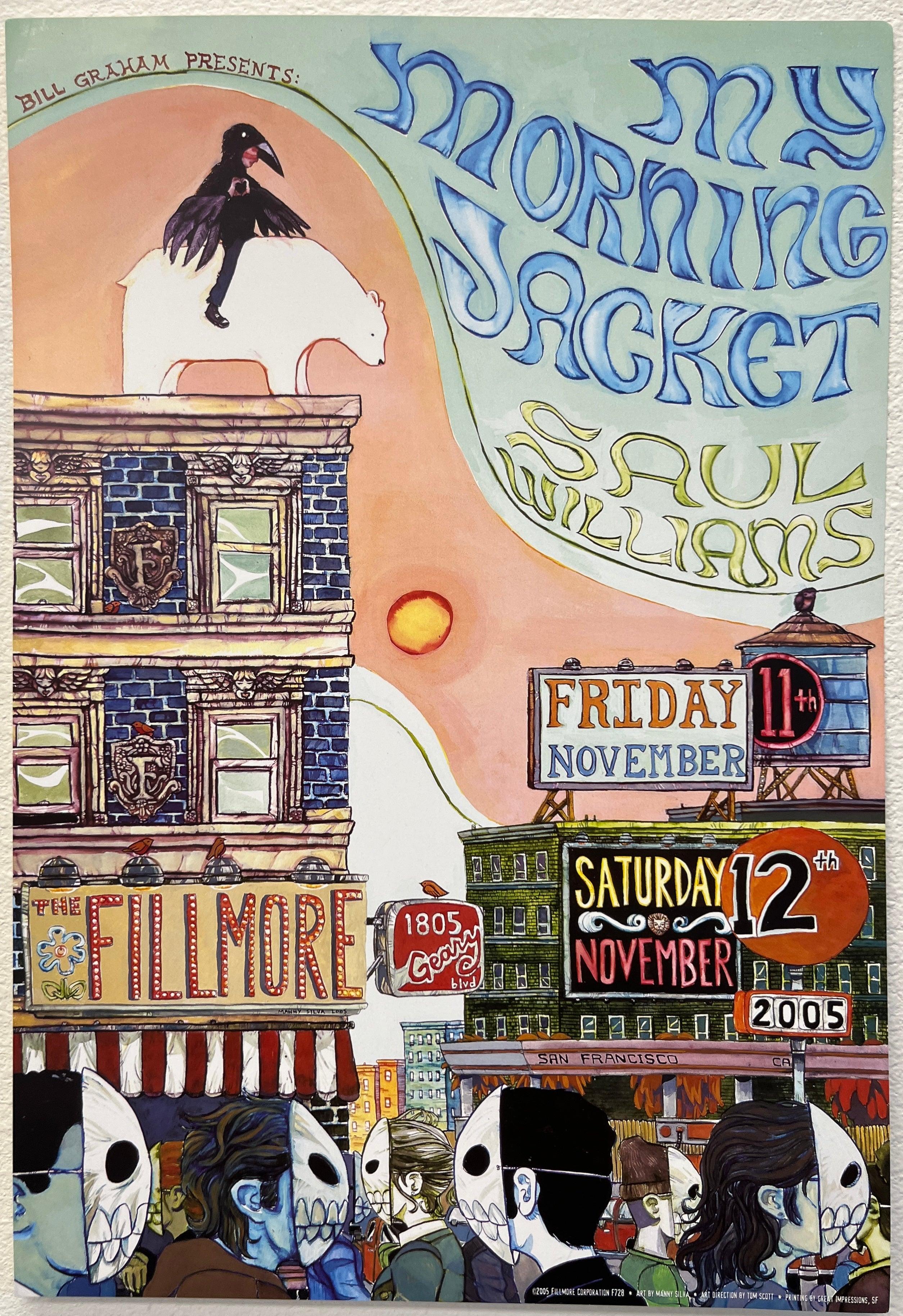 F728 My Morning Jacket, The Fillmore by Manny Silva - November 11-12, 2005 - San Francisco, Fillmore Gig Print