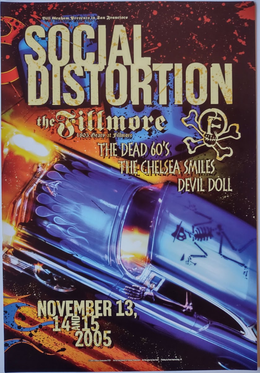F729 Social Distortion, The Dead 60's, The Chelsea Smiles, The Fillmore by Craig Howell/Cheeba Productions - November 13-15, 2005 - San Francisco, Fillmore Gig Print