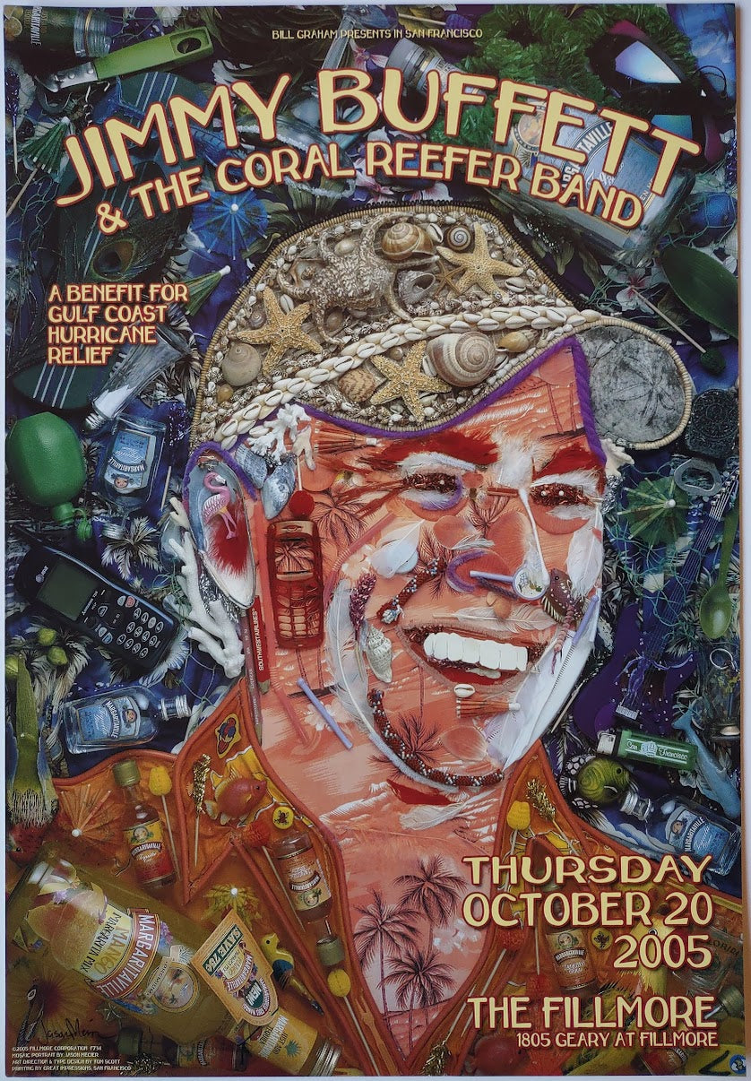 F734 Jimmy Buffett & The Coral Reefer Band, The Fillmore by Jason Mecier - October 20, 2005 - San Francisco, Fillmore Gig Print