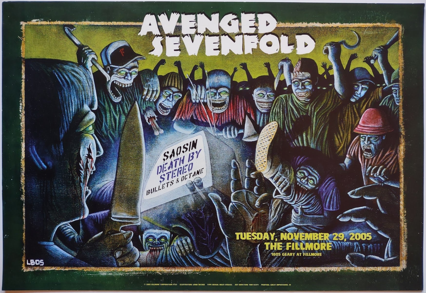 F737 Avenged Sevenfold, The Fillmore by Louie Becker - November 29, 2005 - San Francisco, Fillmore Gig Print