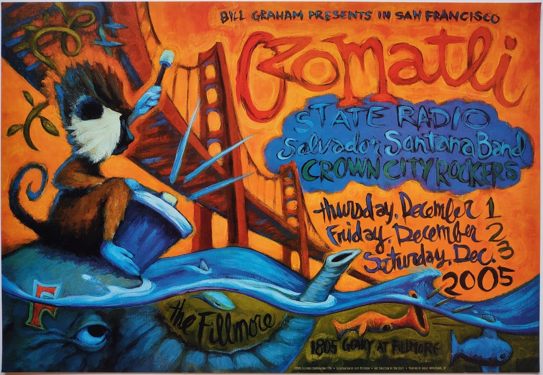 F738 Ozomatli, State Radio, The Fillmore by Jeff Petersen - December 1-3, 2005 - San Francisco, Fillmore Gig Print