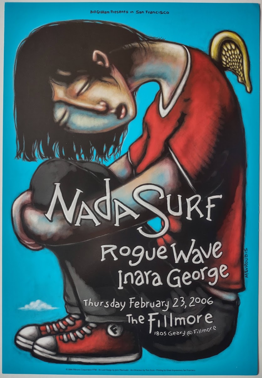 F758 Nada Surf, Rogue Wave, Inara George, The Fillmore by John Mavroudis - February 23, 2006 - San Francisco, Fillmore Gig Print