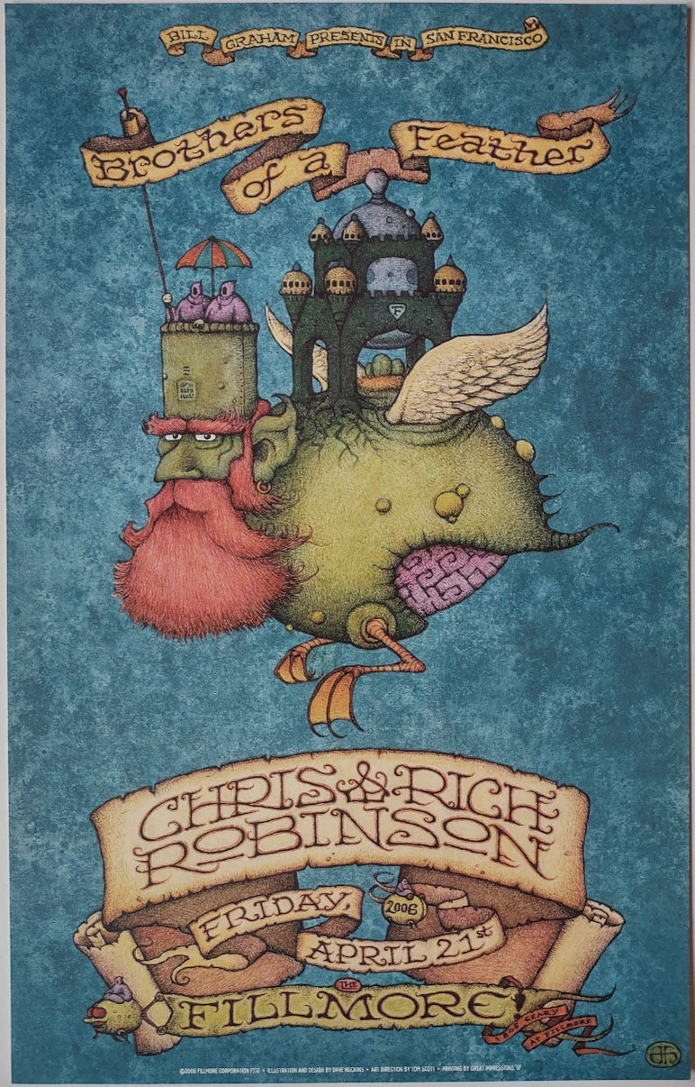 F772 Chris & Rich Robinson Brothers Of A Feather, The Fillmore by Dave Huckins - April 21, 2006 - San Francisco, Fillmore Gig Print