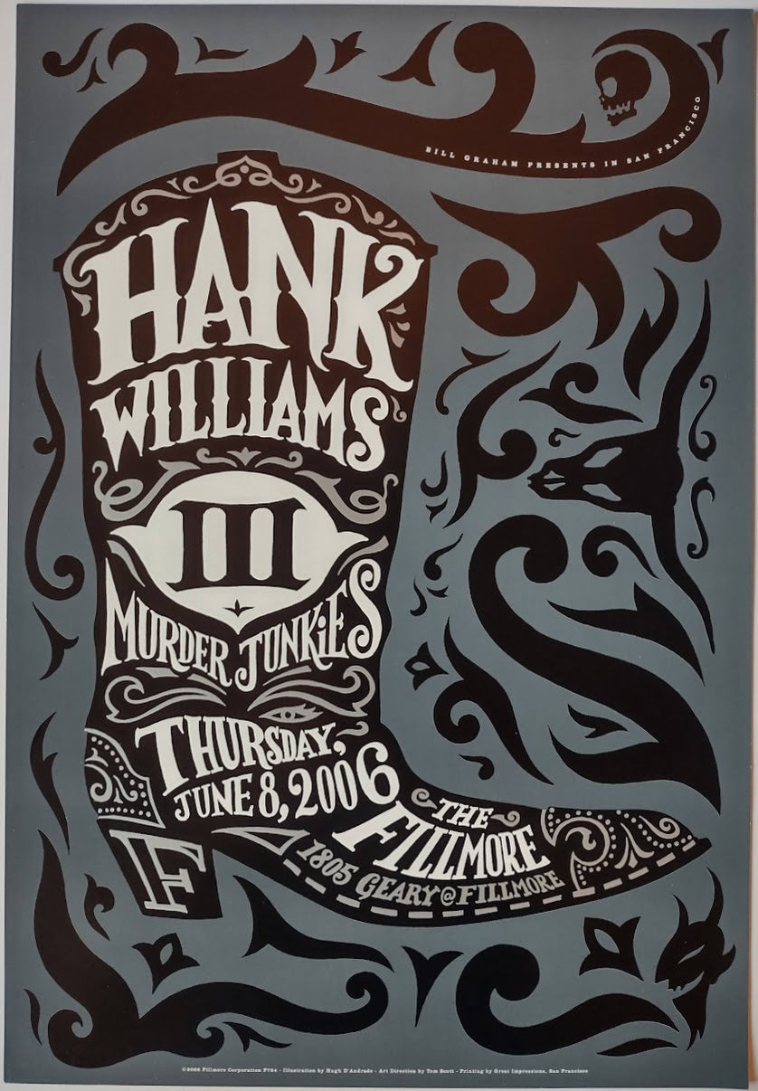 F784 Hank Williams III, Murder Junkies, June 8, 2006 by Hugh D'Andrade - June 8, 2006 - San Francisco, Fillmore Gig Print