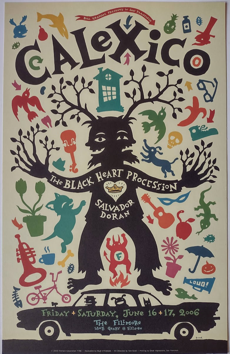 F786 Calexico, The Black Heart Procession, The Fillmore by Hugh D'Andrade - June 16-17, 2006 - San Francisco, Fillmore Gig Print