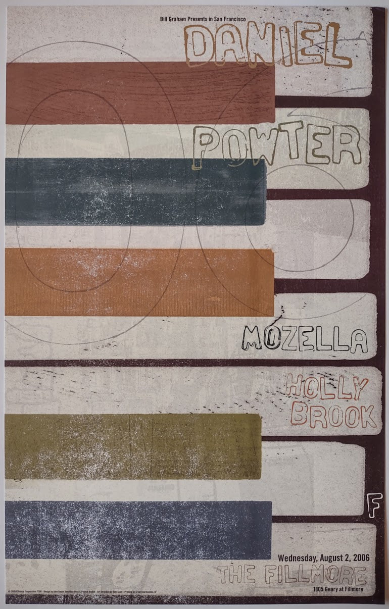 F796 Daniel Powter, Mozella, The Fillmore by Jonathan Hess, Patrick Nistler - August 2, 2006 - San Francisco, Fillmore Gig Print