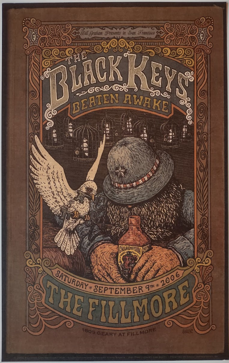F804 The Black Keys, Beaten awake, The Fillmore by Marq Spusta - September 9, 2006 - San Francisco, Fillmore Gig Print