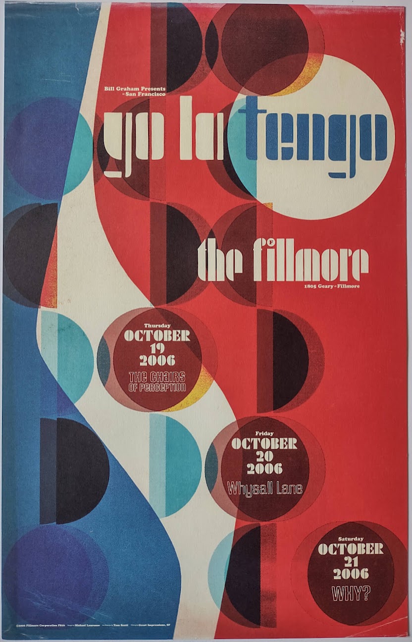 F816 Yo La Tengo, The Fillmore by Michael Laurence - October 19-21, 2006 - San Francisco, Fillmore Gig Print