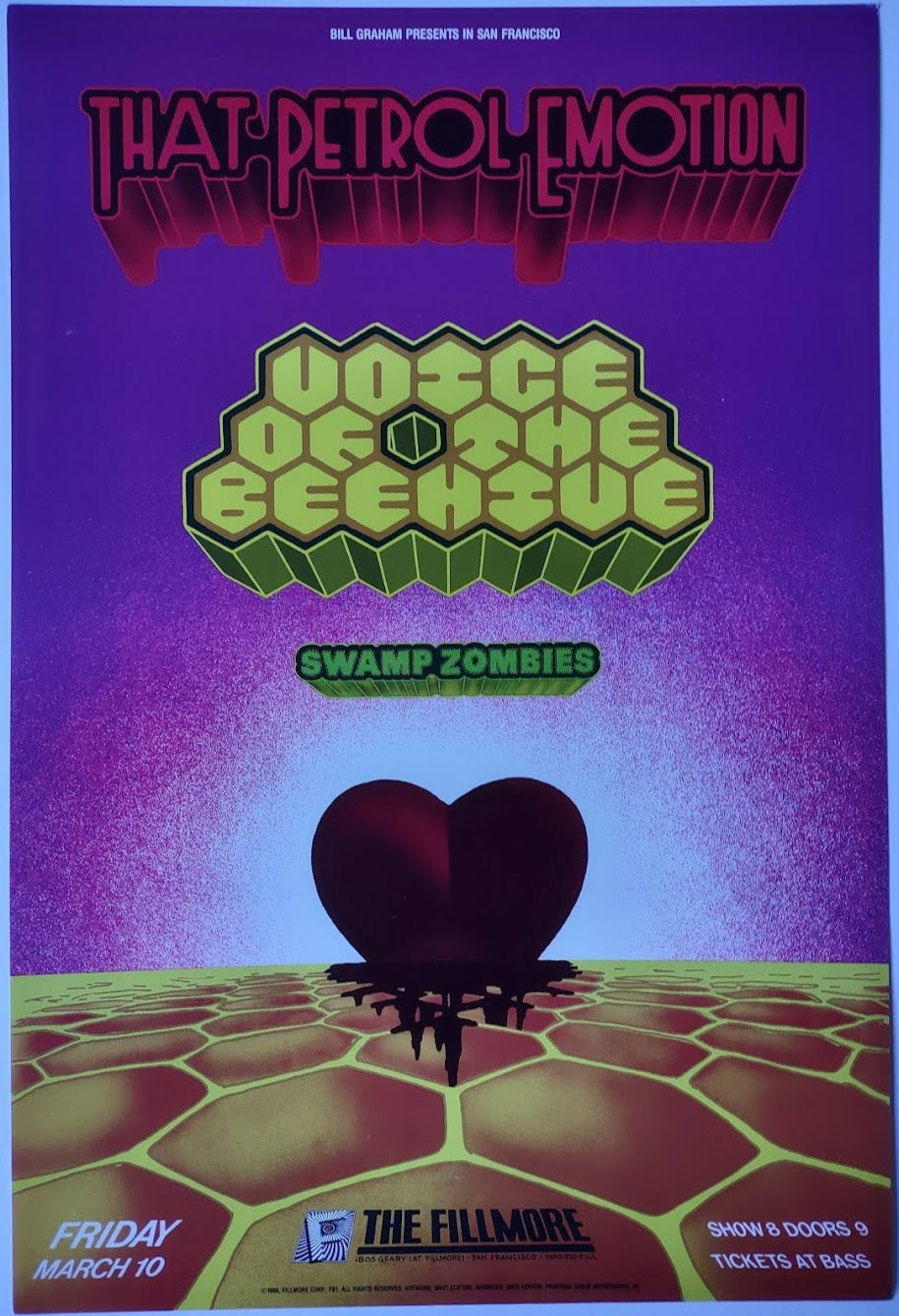 F81 That Petrol Emotion, The Fillmore by Whit Clifton - March 10, 1989 - San Francisco, Fillmore Gig Print