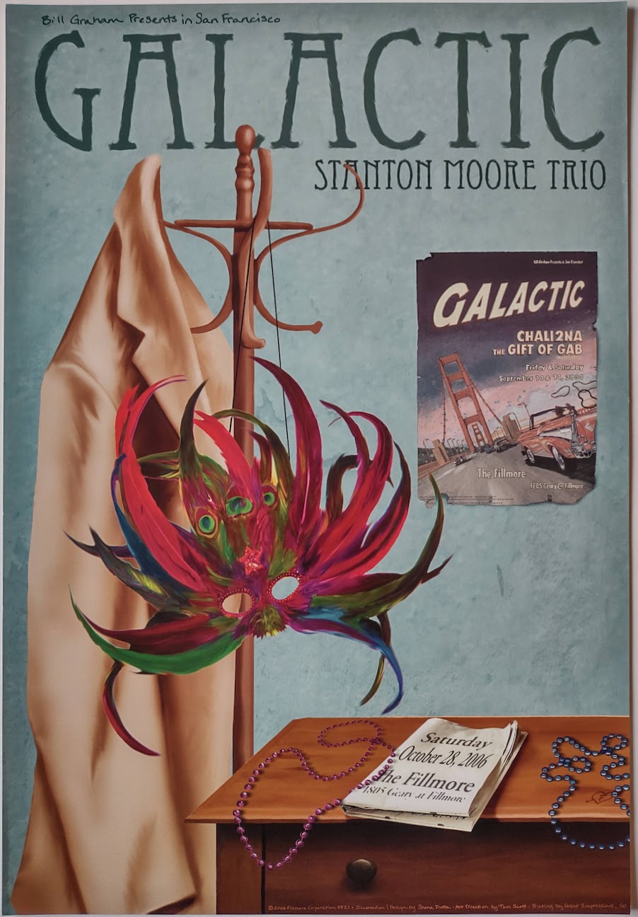 F821B Galactic, Stanton Moore Trio, The Fillmore by Shena Dutta - October 28, 2006 - San Francisco, Fillmore Gig Print