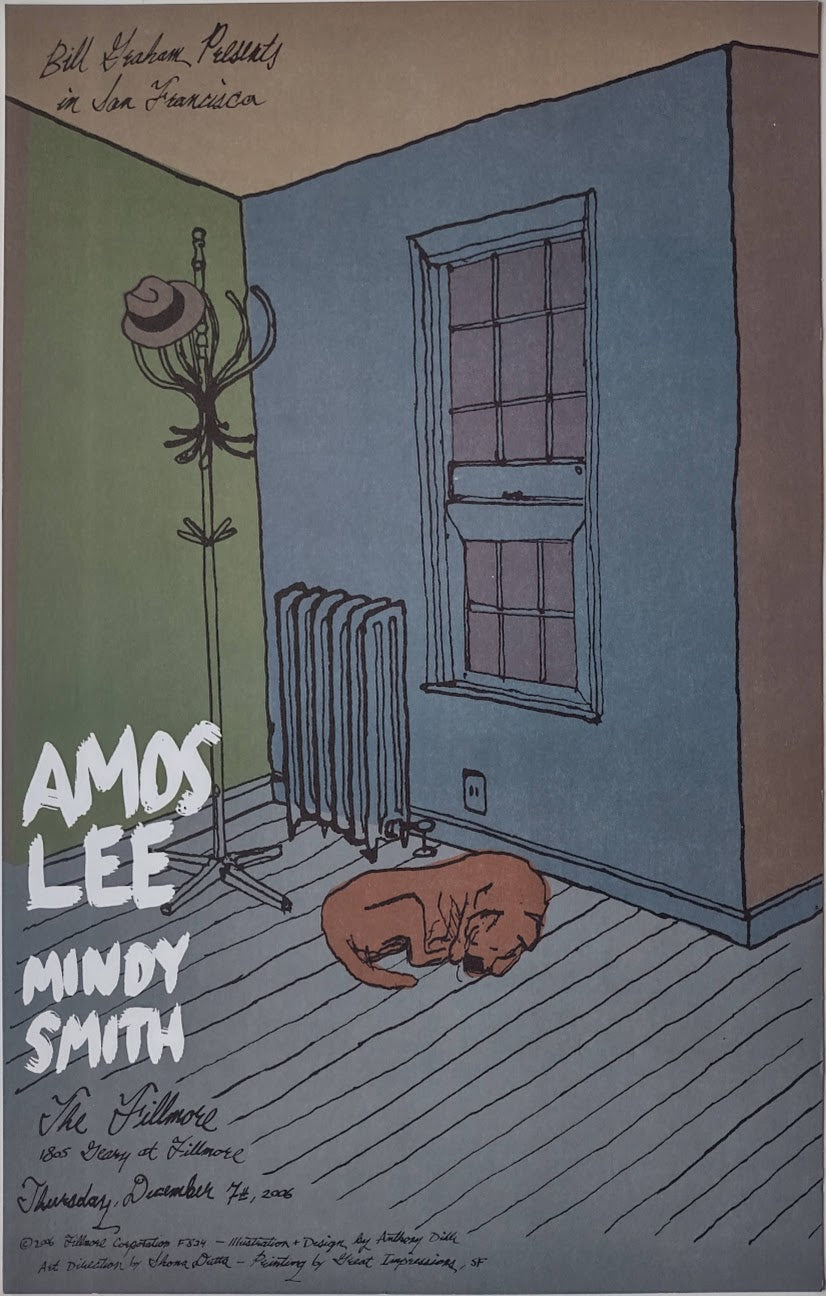 F834 Amos Lee, Mindy Smith, The Fillmore by Anthony Dihlc - December 7, 2006 - San Francisco, Fillmore Gig Print