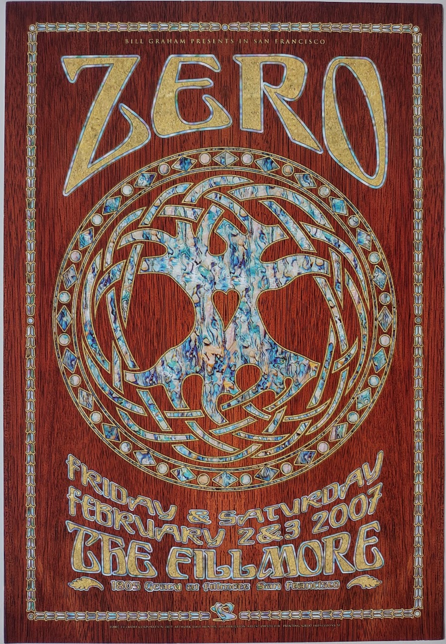 F839 Zero, The Fillmore by Dave Hunter - February 2-3, 2007 - San Francisco, Fillmore Gig Print