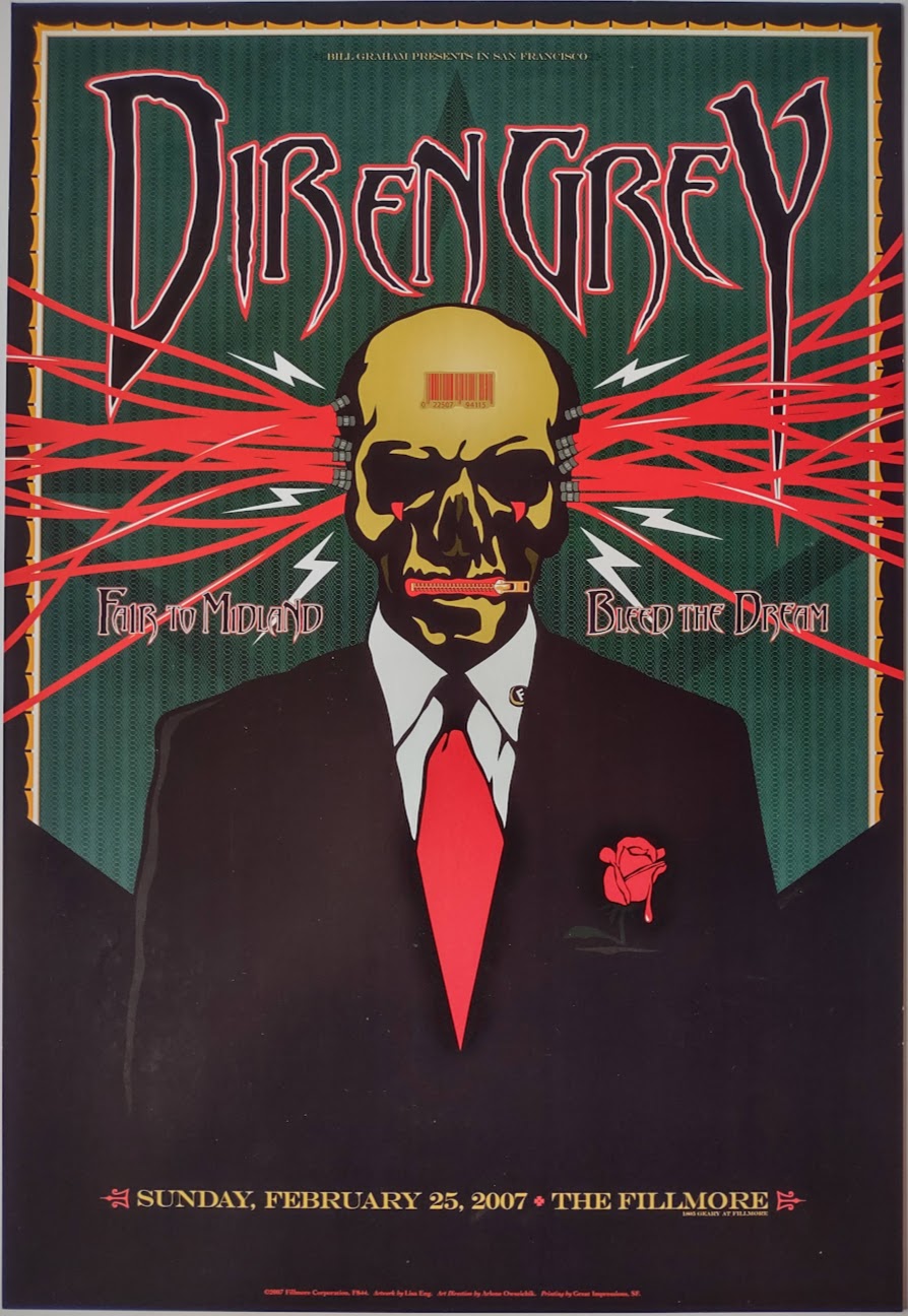 F844 Diren Grey, Fair To Midland, Blead The Dream, The Fillmore by Lisa Eng - February 25, 2007 - San Francisco, Fillmore Gig Print