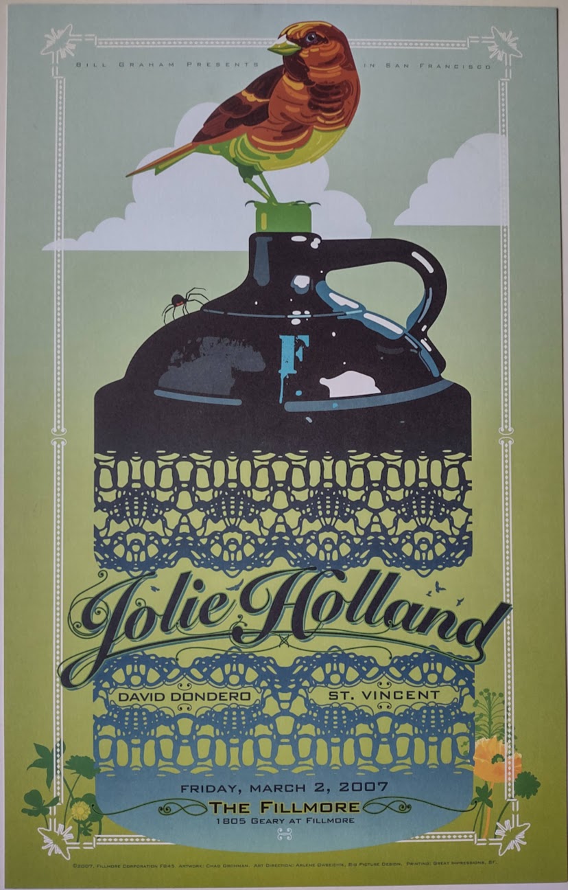 F845 Jolie Holland, St. Vincent, The Fillmore by Chad Grohman - March 2, 2007 - San Francisco, Fillmore Gig Print