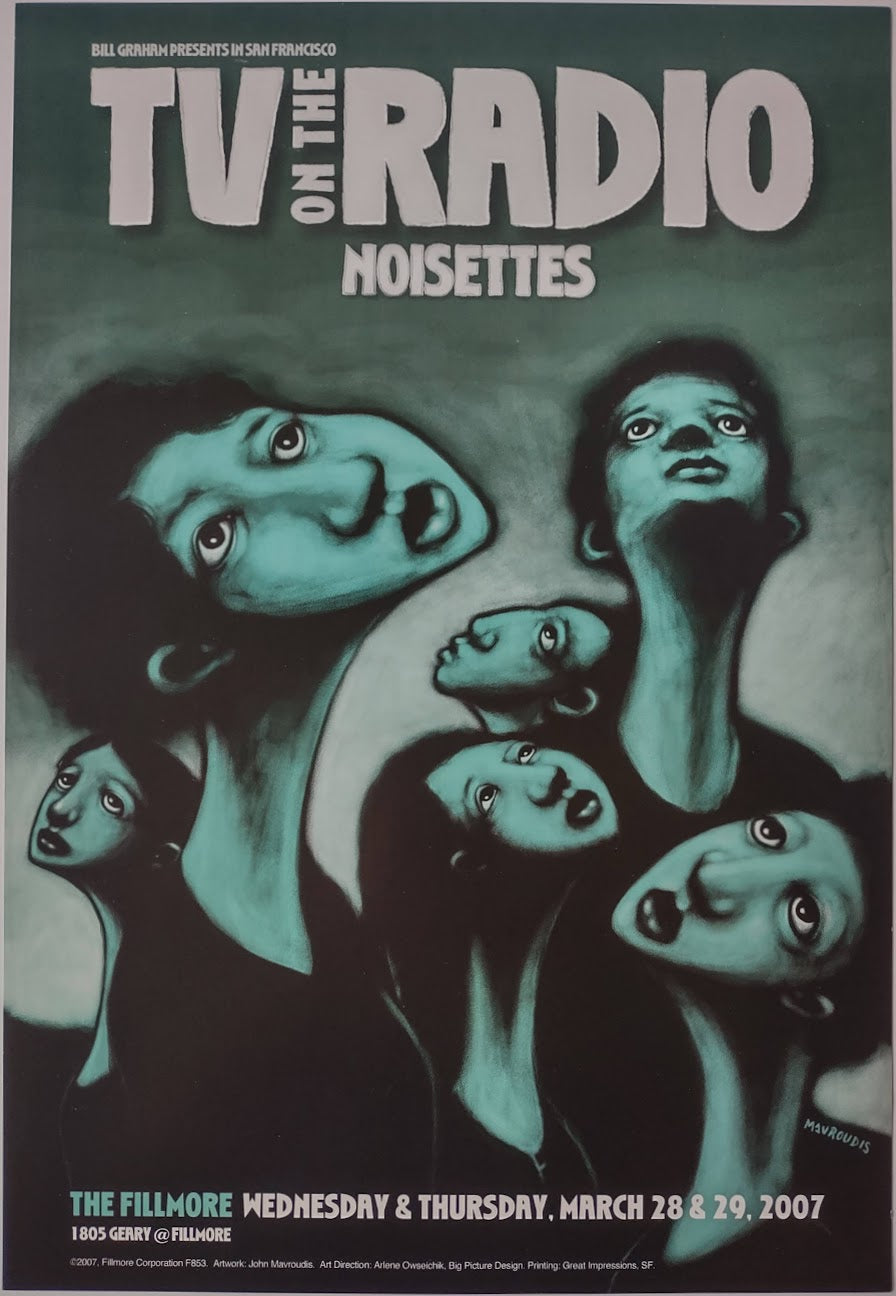F853 TV On The Radio, Noisettes, The Fillmore by John Mavroudis - March 28-29, 2007 - San Francisco, Fillmore Gig Print