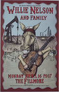 F859 Willie Nelson & Family, The Fillmore by John Seabury - April 16, 2007 - San Francisco, Fillmore Gig Print