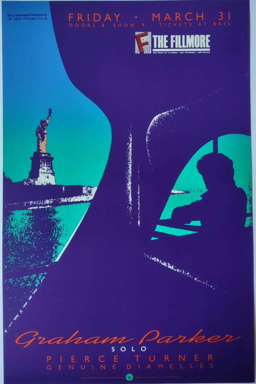 F85 Graham Parker, The Fillmore by Arlene Owseichik - March 31, 1989 - San Francisco, Fillmore Gig Print