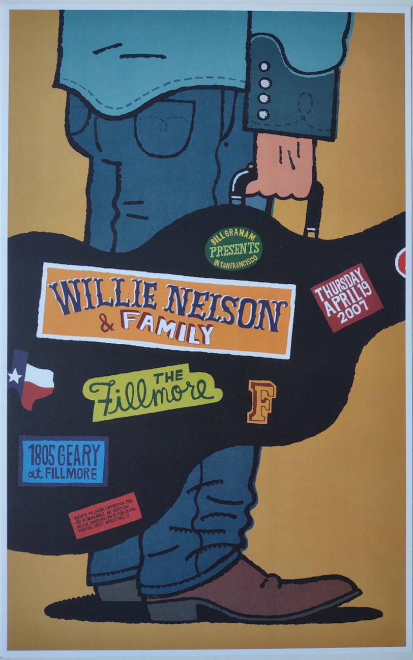 F862 Willie Nelson & Family, The Fillmore by Brian Biggs - April 19, 2007 - San Francisco, Fillmore Gig Print