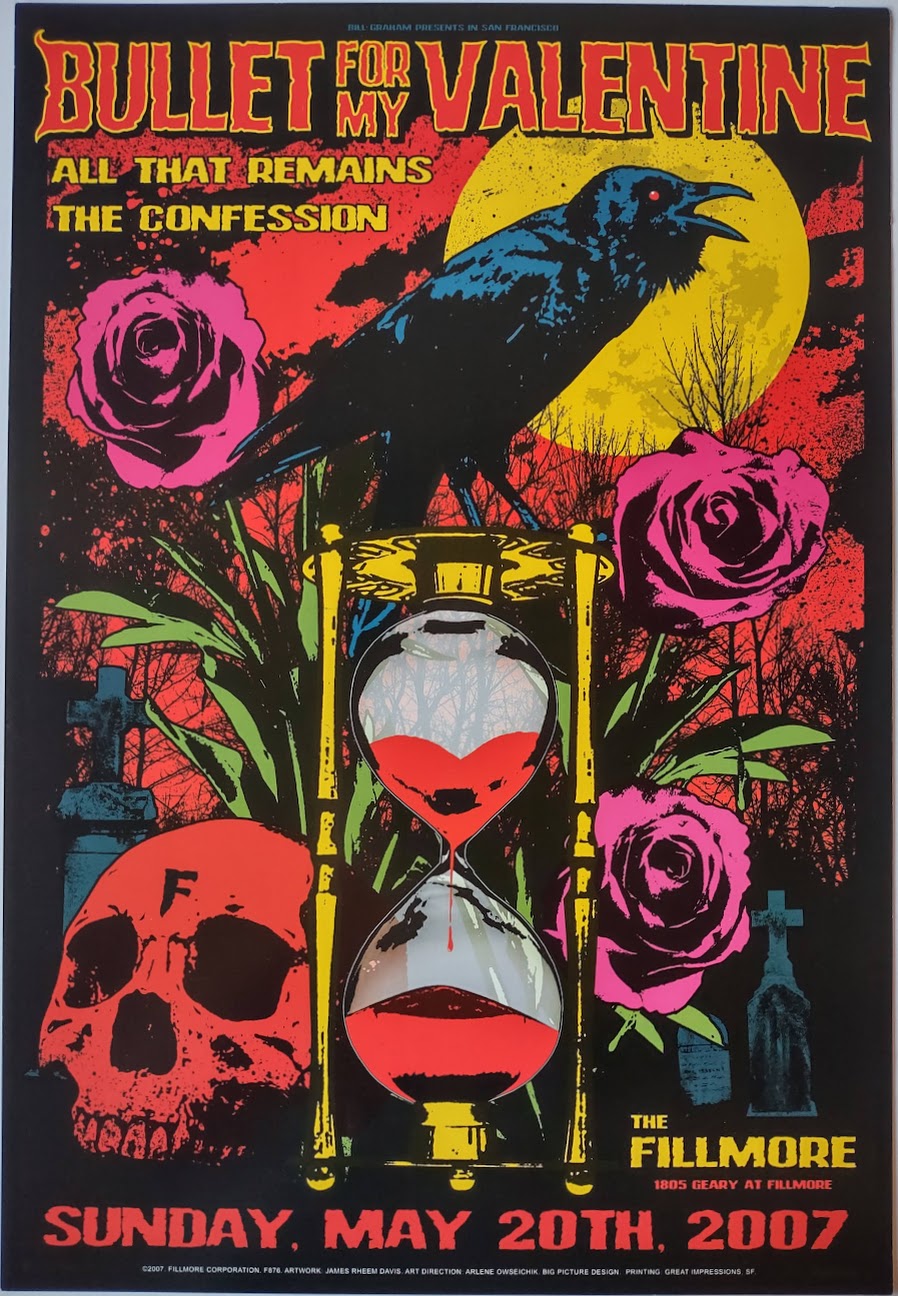 F876 Bullet For My Valentine, The Fillmore by James Rheem Davis - May 20, 2007 - San Francisco, Fillmore Gig Print