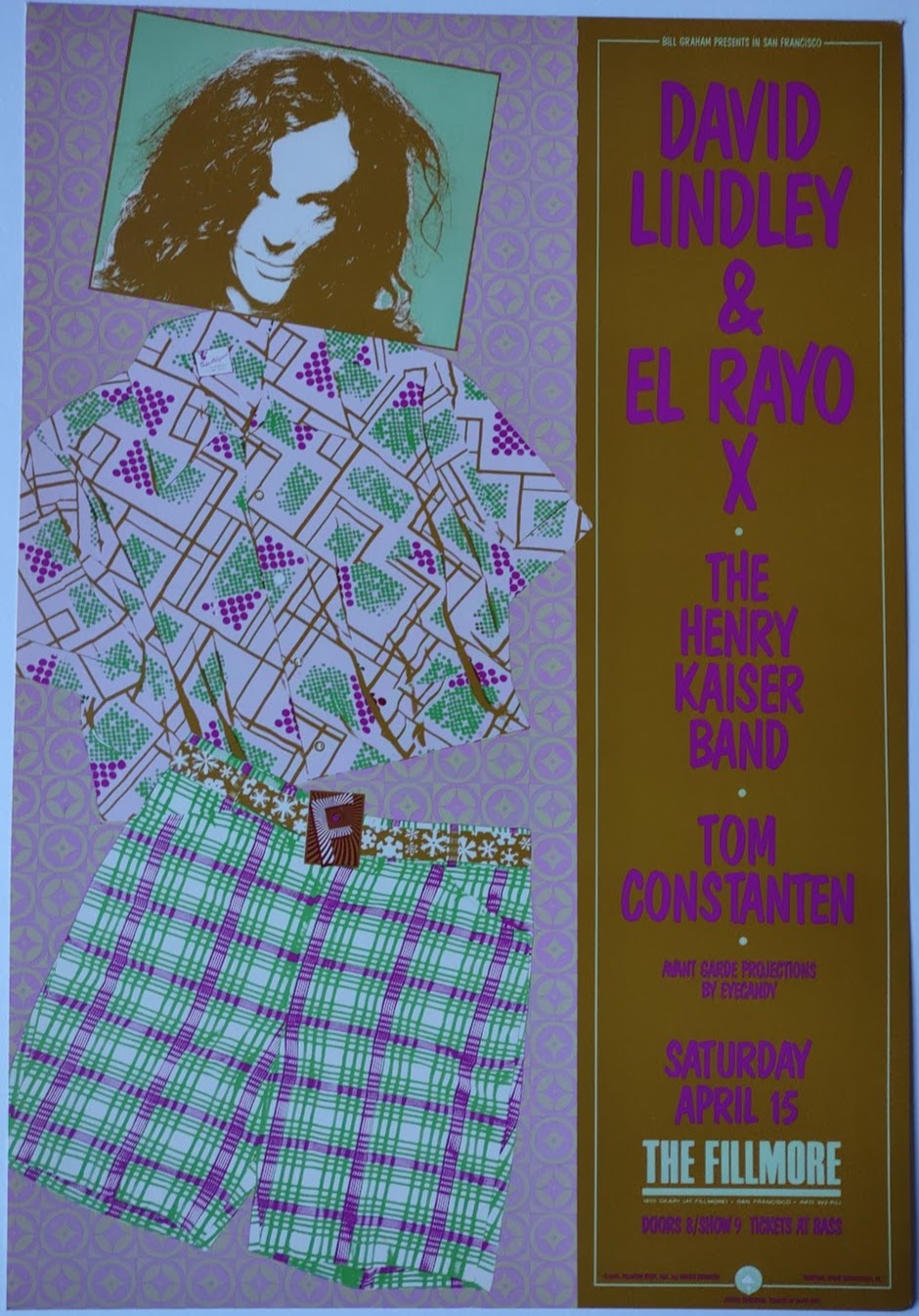 F88 David Lindley, The Fillmore by Arlene Owseichik - April 15, 1989 - San Francisco, Fillmore Gig Print