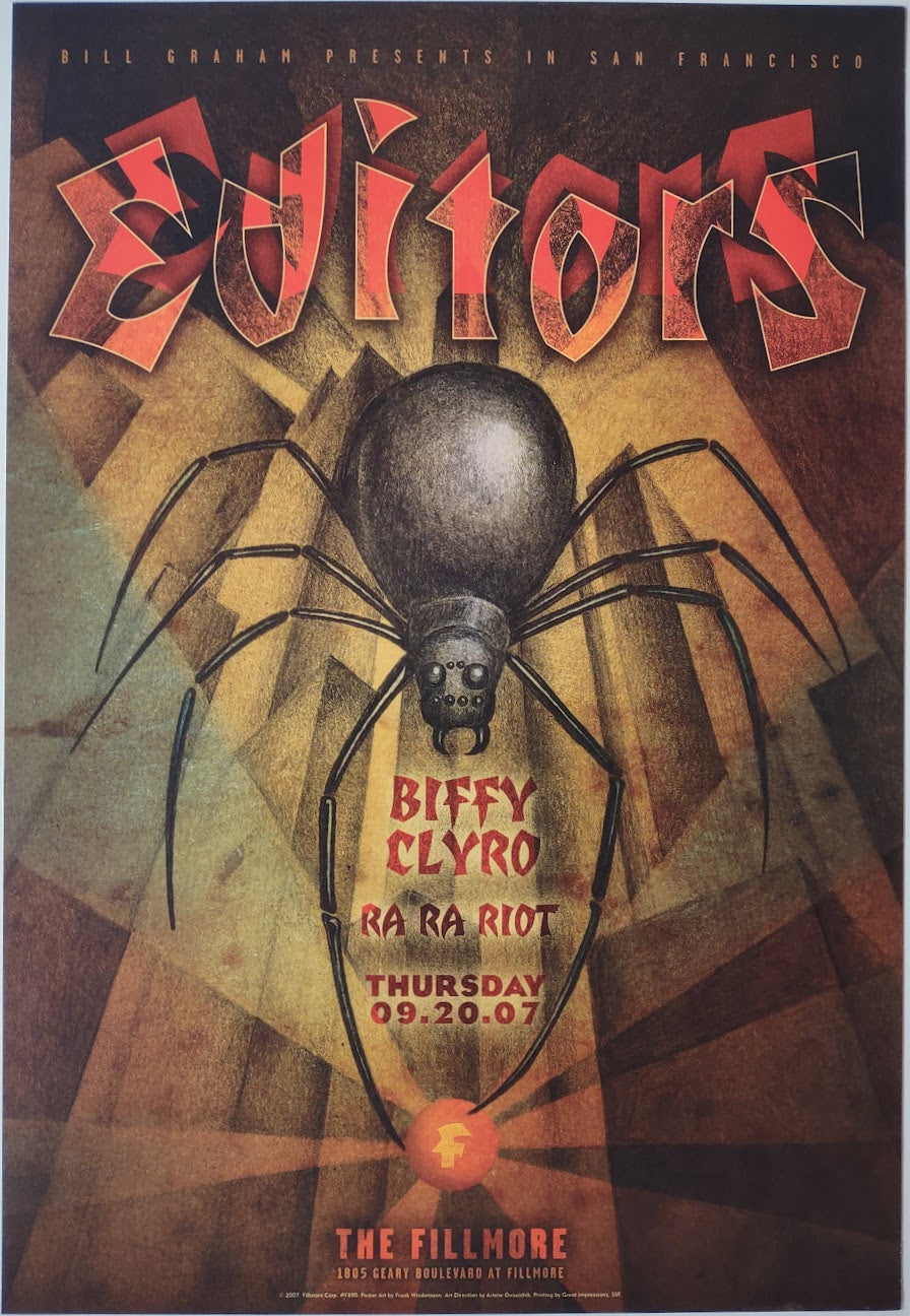 F890 Editors, Biffy Clyro, The Fillmore by Frank Wiedmann - September 20, 2007 - San Francisco, Fillmore Gig Print