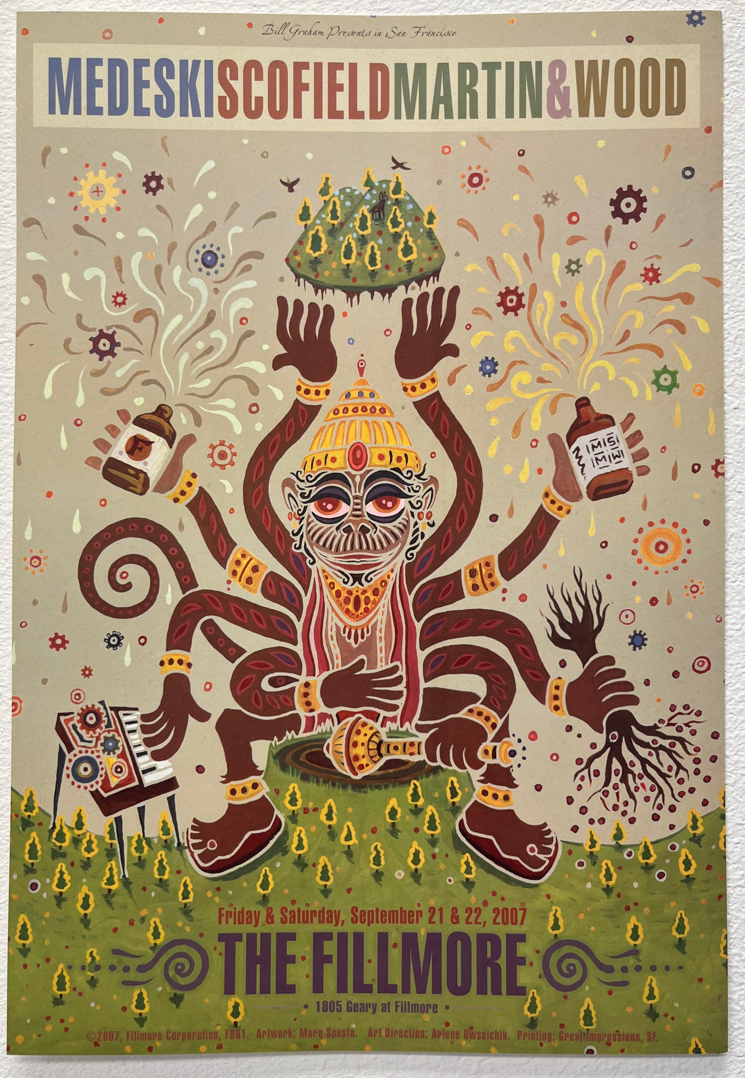 F891 Medeski Scofield Martin & Wood, The Fillmore by Marq Spusta - September 21-22, 2007 - San Francisco, Fillmore Gig Print