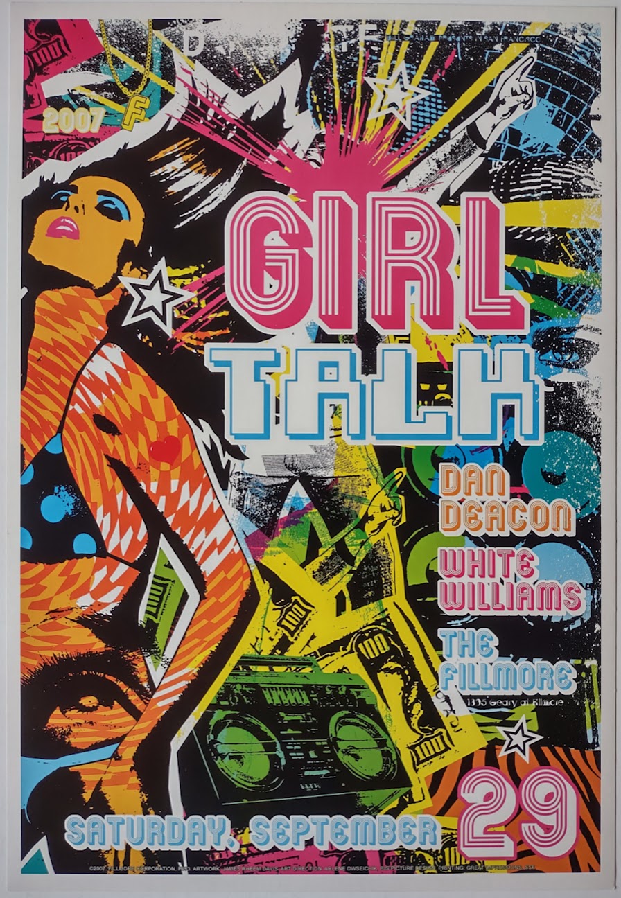 F893 Girl Talk, Dan Beacon, White Williams, The Fillmore by James Rheem Davis - September 29, 2007 - San Francisco, Fillmore Gig Print