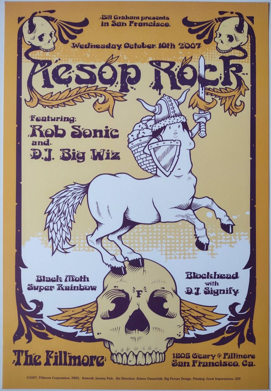 F895 Aesop Rock, The Fillmore by Jeremy Fish - October 10, 2007 - San Francisco, Fillmore Gig Print
