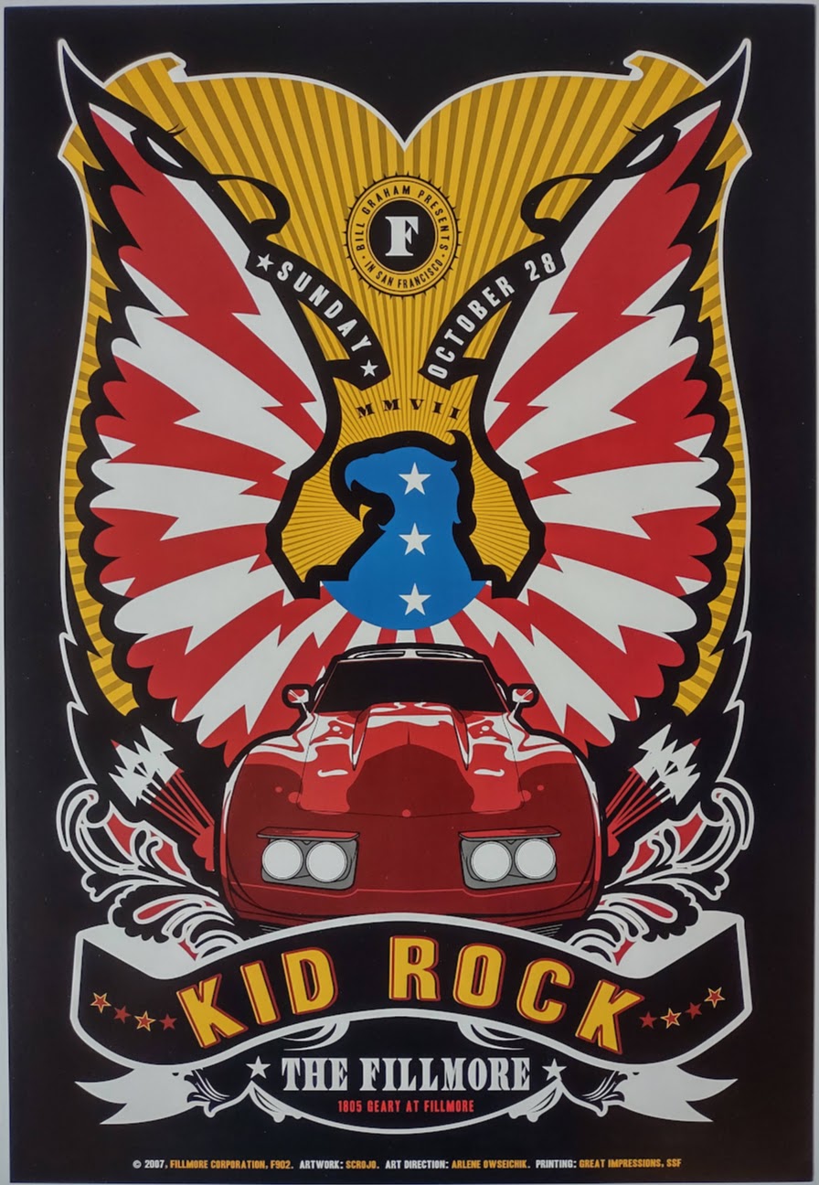 F902 Kid Rock, The Fillmore by Scrojo - October 28, 2007 - San Francisco, Fillmore Gig Print