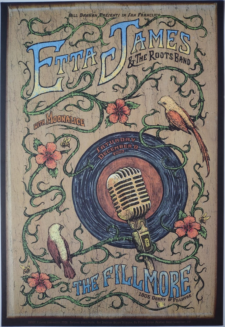 F908 Etta James & The Roots Band, Moonalice, The Fillmore by Marq Spusta - December 8, 2007 - San Francisco, Fillmore Gig Print