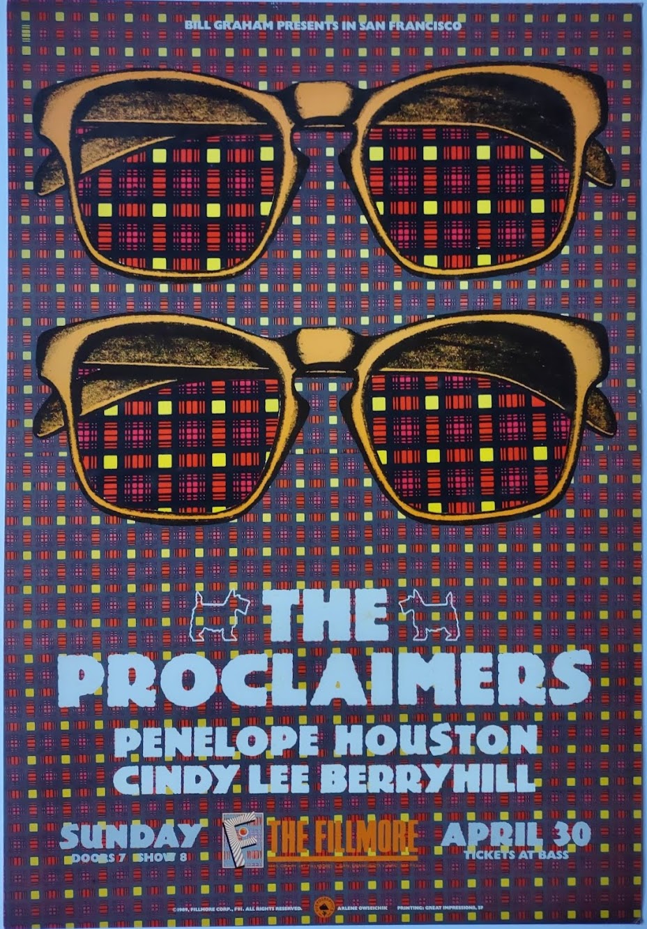 F91 The Proclaimers, The Fillmore by Arlene Owseichik - April 30, 1989 - San Francisco, Fillmore Gig Print
