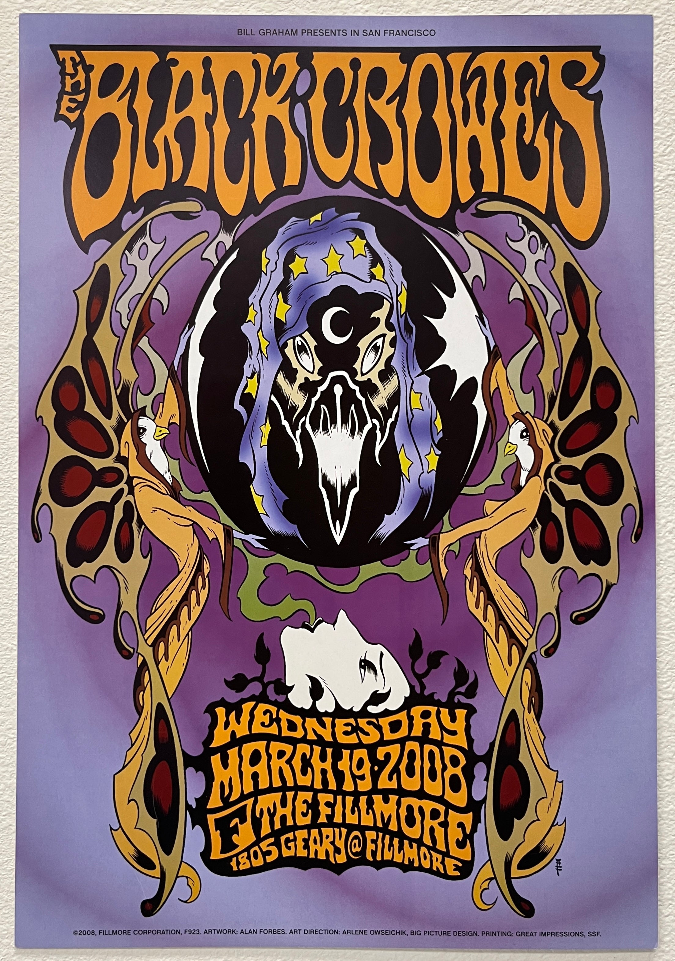 F923 The Black Crowes, The Fillmore by Alan Forbes - March 19, 2008 - San Francisco, Fillmore Gig Print