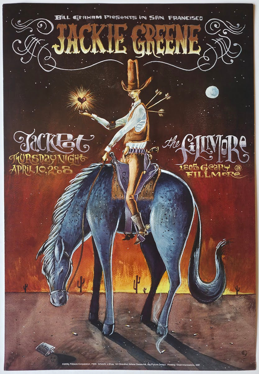 F933 Jackie Greene, The Fillmore by J. Shea - April 10, 2008 - San Francisco, Fillmore Gig Print