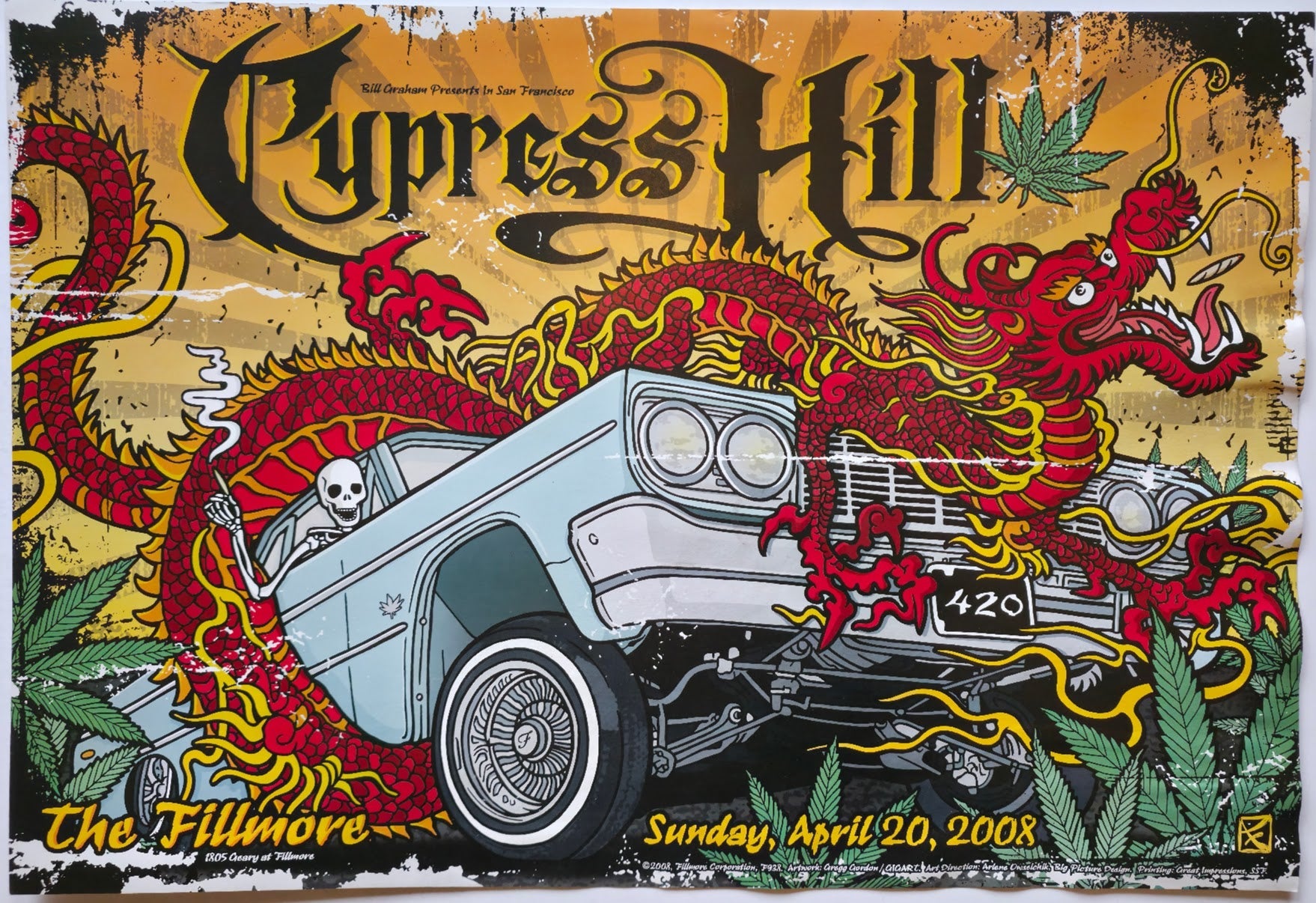 F938 Cypress Hill, The Fillmore by Gregg Gordon - April 20, 2008 - San Francisco, Fillmore Gig Print