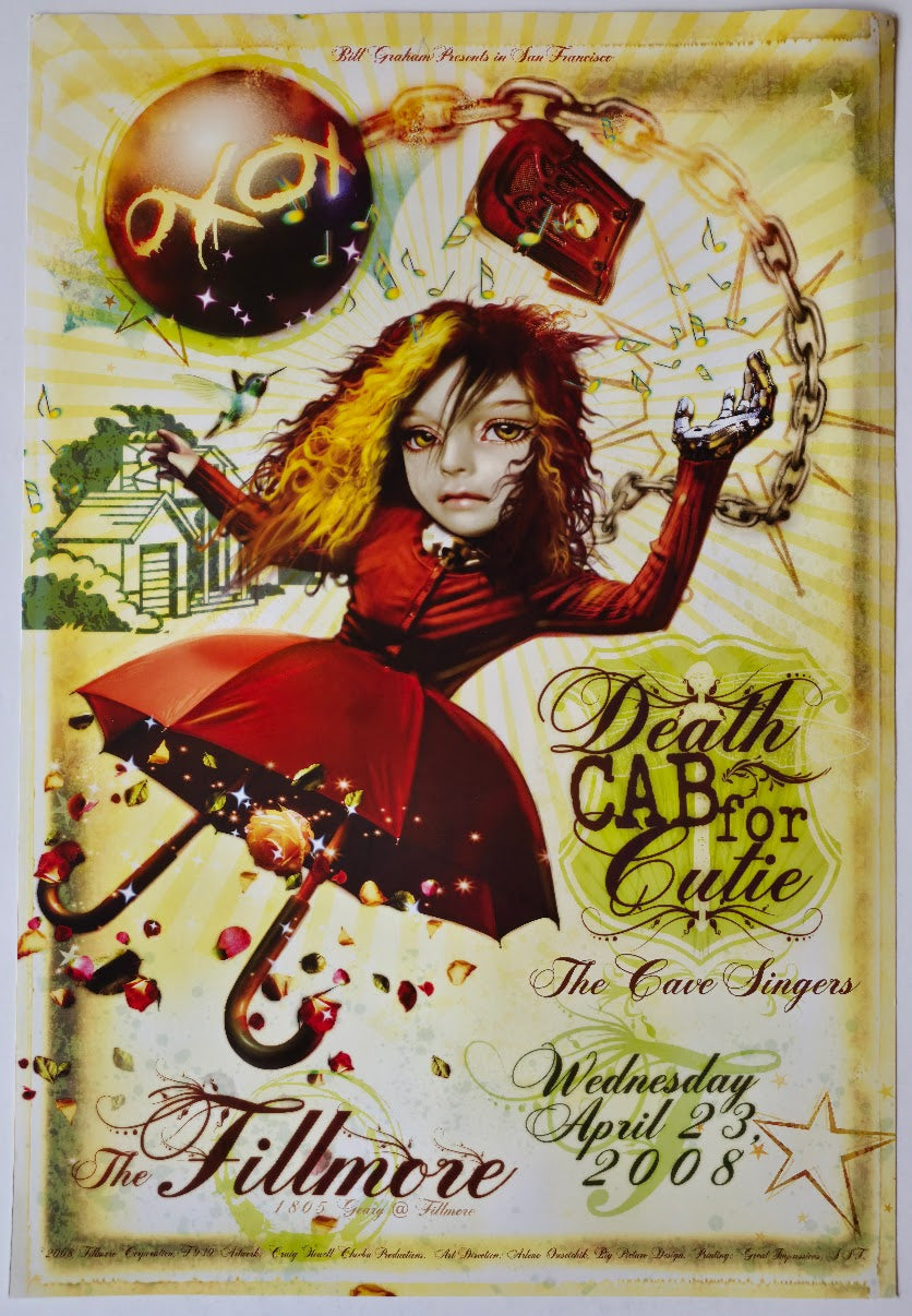 F939 Death Cab For Cutie, The Fillmore by Craig Howell Cheeba Productions - April 23, 2008 - San Francisco, Fillmore Gig Print