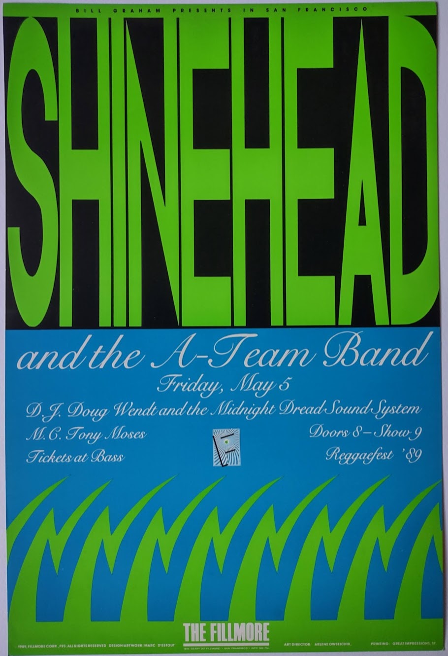 F93 Shinehead, The Fillmore by Arlene Owseichik - May 5, 1989 - San Francisco, Fillmore Gig Print