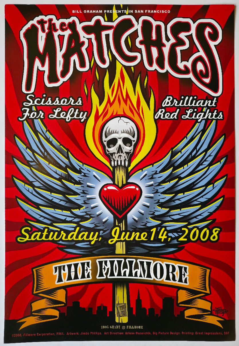 F951 The Matches, The Fillmore by Jimbo Phillips - June 14, 2008 - San Francisco, Fillmore Gig Print
