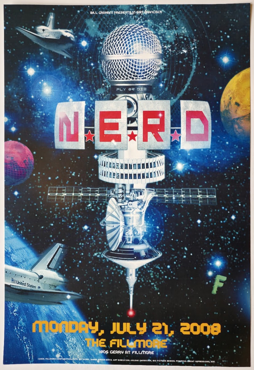 F959 N.E.R.D, The Fillmore by James Rheem Davis - July 21, 2008 - San Francisco, Fillmore Gig Print
