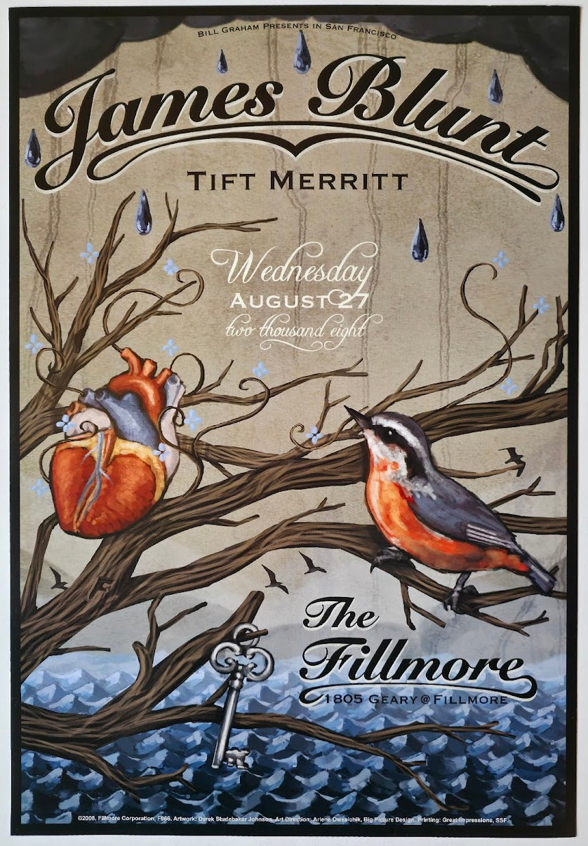 F966 James Blunt, Tift Merritt, The Fillmore by Derek Studebaker Johnson - August 27, 2008 - San Francisco, Fillmore Gig Print