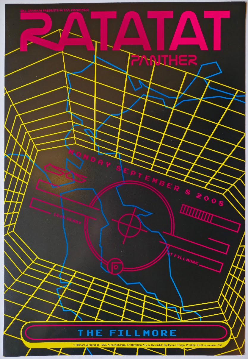 F968 Ratatat, Panther, The Fillmore by Scrojo - September 8, 2008 - San Francisco, Fillmore Gig Print