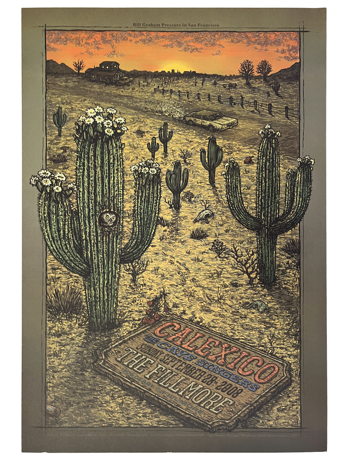 F971 Calexico, The Cave Singers, The Fillmore by Marq Spusta - September 28, 2008 - San Francisco, Fillmore Gig Print