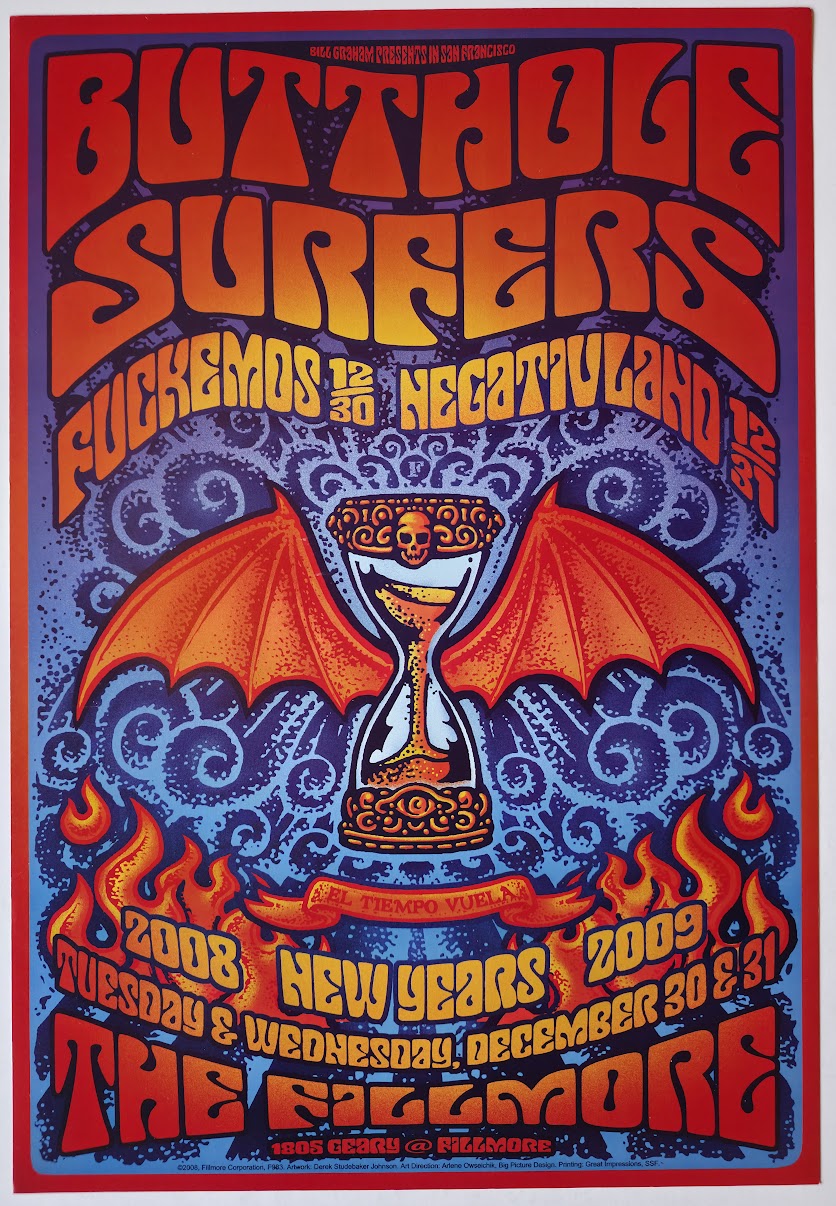 F983 Butthole Surfers, Fuckemos, The Fillmore by Derek Studebaker Johnson - December 30-31, 2008 - San Francisco, Fillmore Gig Print
