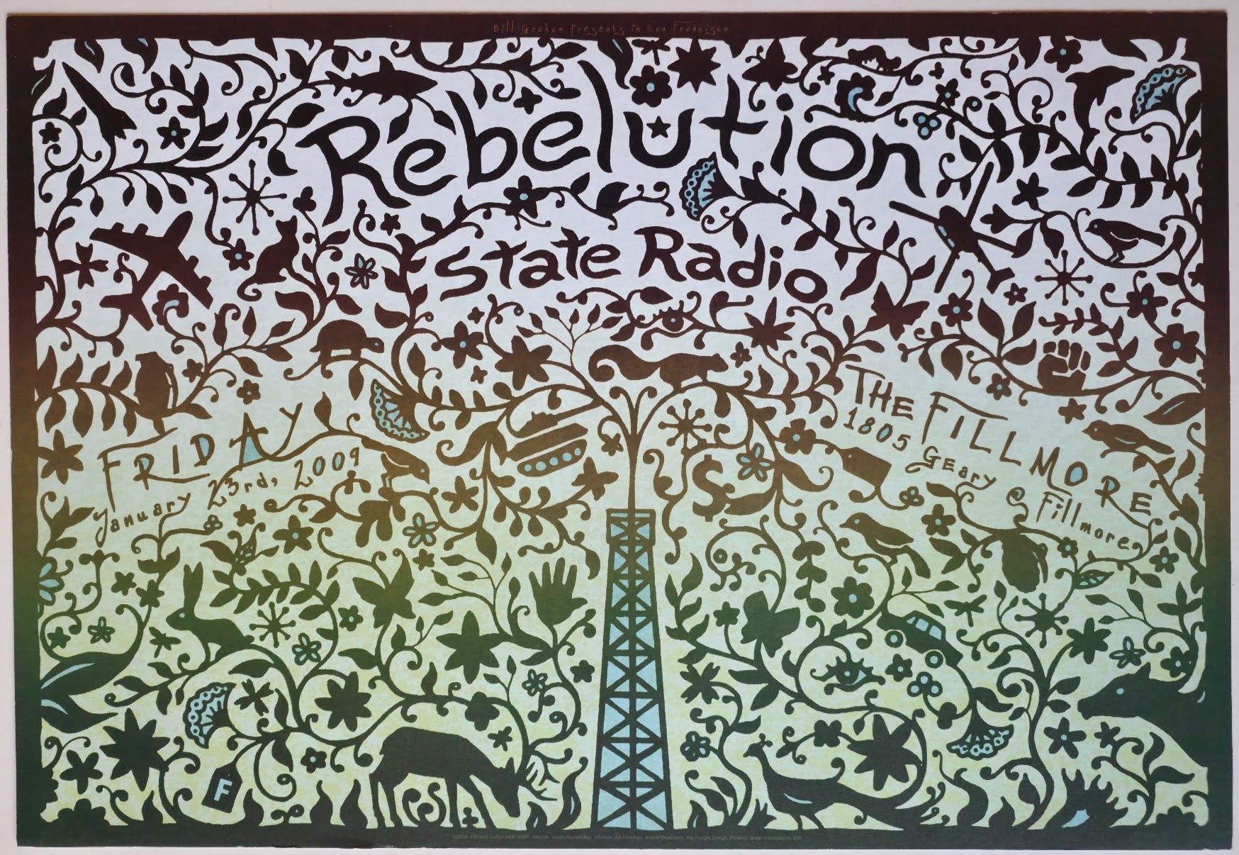 F987 Rebelution, State Radio, The Fillmore by Derek Studebaker Johnson - January 23, 2009 - San Francisco, Fillmore Gig Print