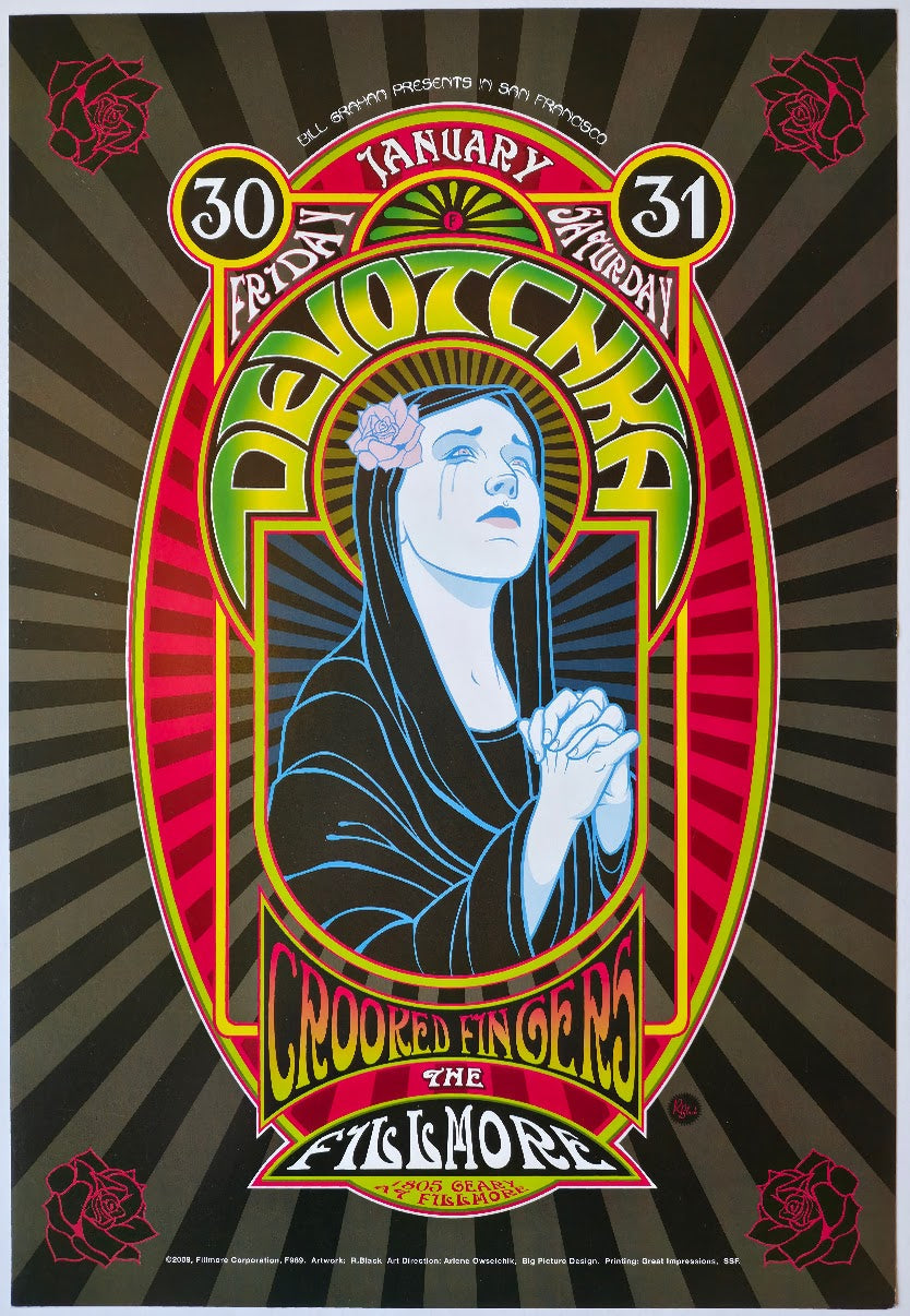 F989 Devotchka, Crooked Fingers, The Fillmore by R. Black - January 30-31, 2009 - San Francisco, Fillmore Gig Print