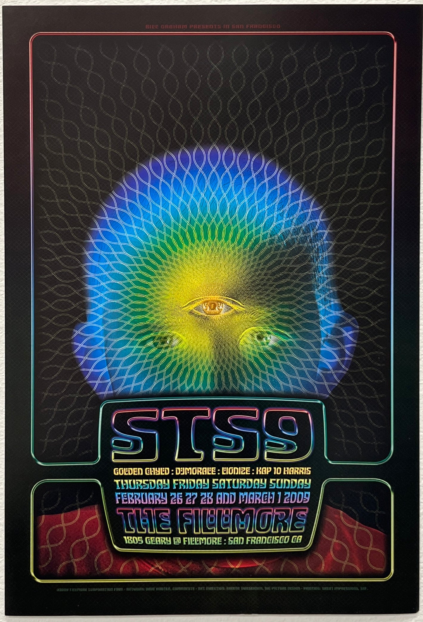 F995 Sound Tribe Sector 9, The Fillmore by Dave Hunter - February 26-28, 2009 - San Francisco, Fillmore Gig Print