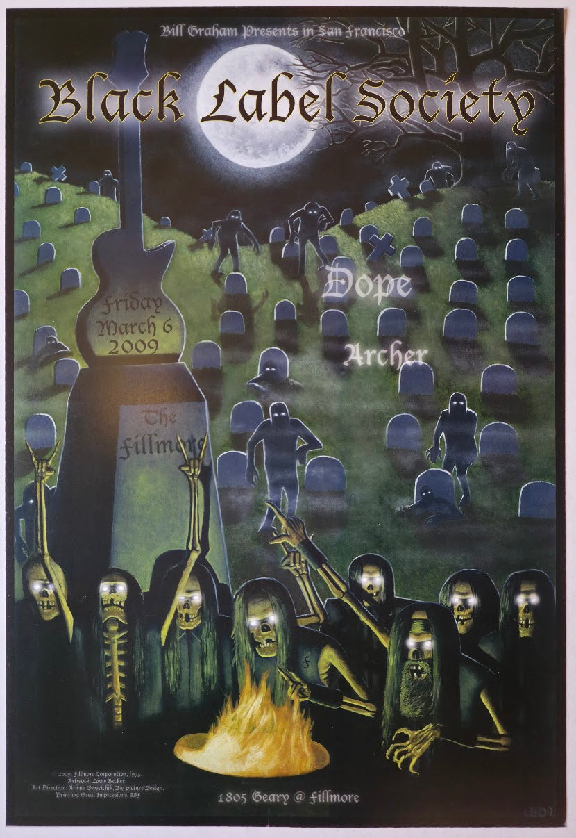 F996 Black Label Society, The Fillmore by Louie Becker - March 6, 2009 - San Francisco, Fillmore Gig Print