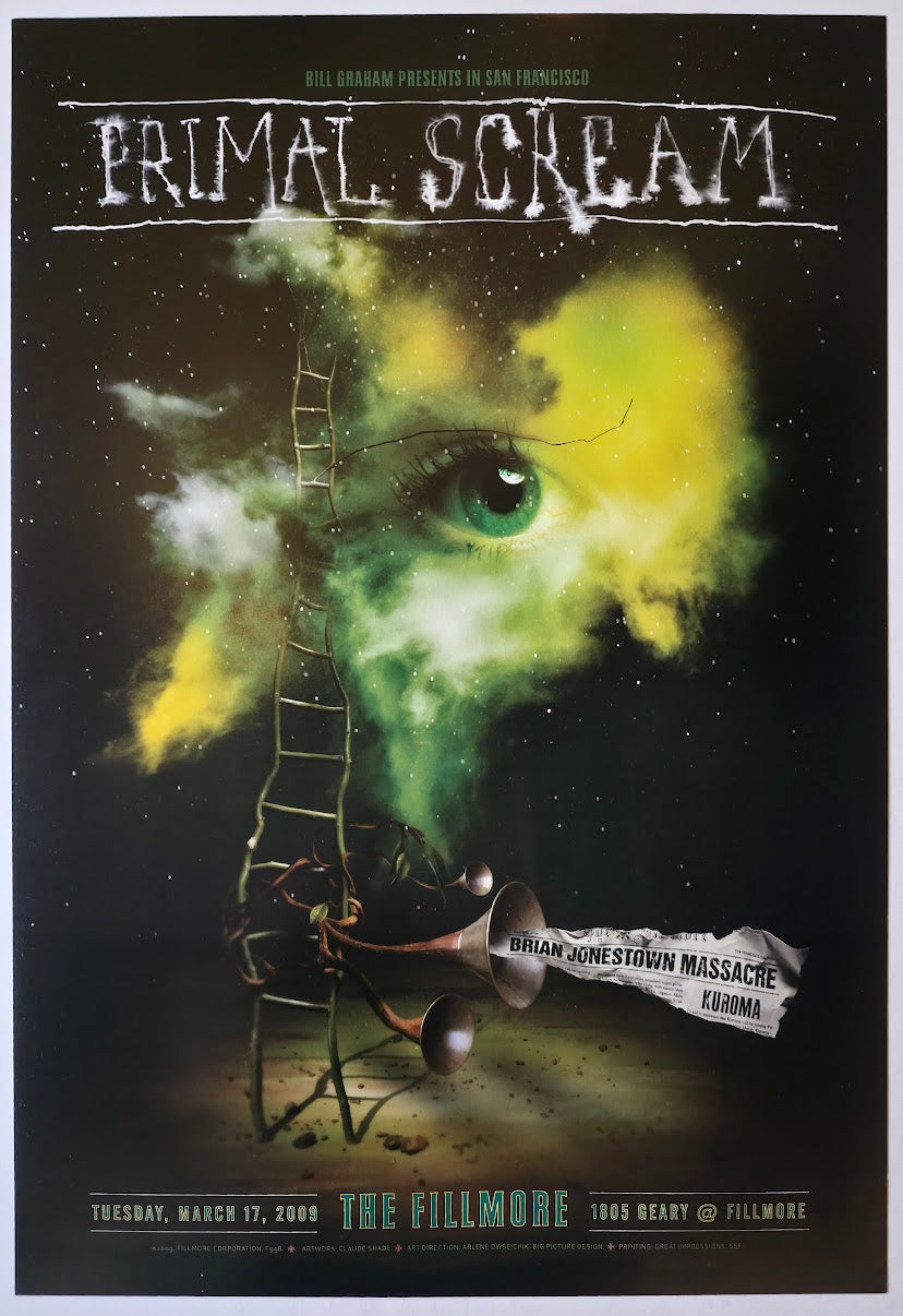 F998 Primal Scream, The Fillmore by Claude Shade - March 17, 2009 - San Francisco, Fillmore Gig Print